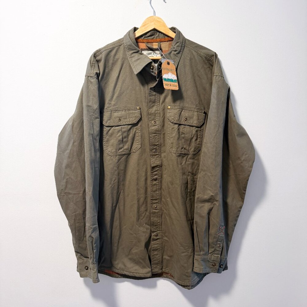 Gioberti Olive Canvas Shirt Jacket XXL - Flannel Lined Rugged - New with Tags